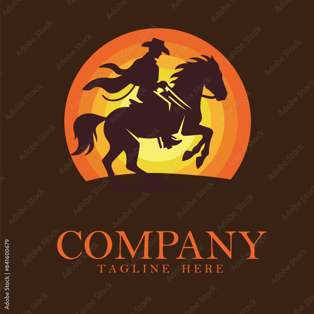 Cowboy riding a horse logo, vector Cowboy riding a horse logo, vector
