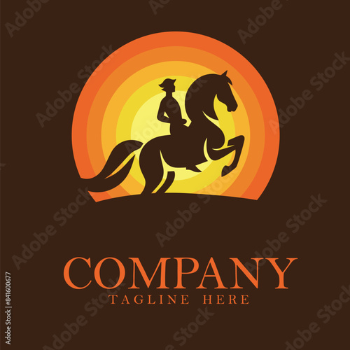 Cowboy riding a horse logo, vector 
