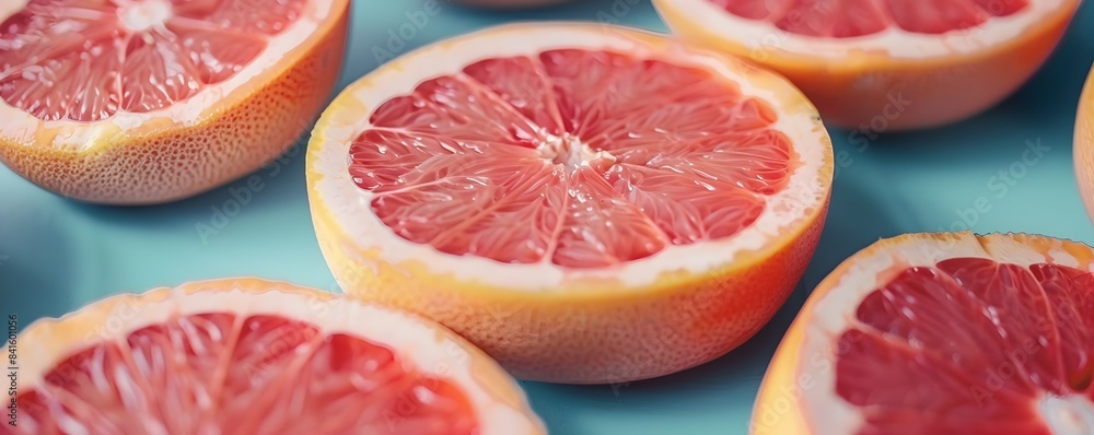 Vibrant Grapefruit Halves Showcasing Their Zesty Pink Flesh Vibrant Grapefruit Halves Showcasing Their Zesty Pink Flesh