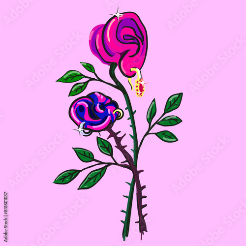 isolated illustration creature-shaped rose ears in vector. object icon for poster sticker design logo print