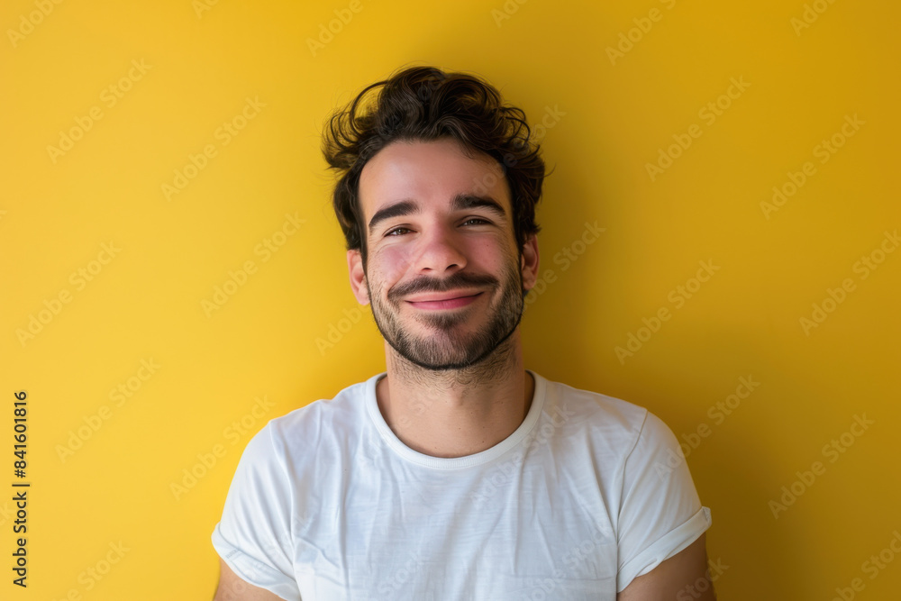 A close up portrait of a young man with a subtle smile A close up portrait of a young man with a subtle smile
