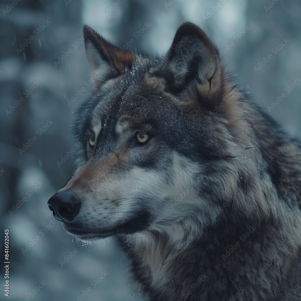 Obraz premium Majestic Nature Wildlife Close-Up Portrait of a Wolf in Natural Habitat