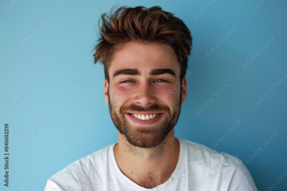 Obraz premium A close up portrait of a young man with a subtle smile