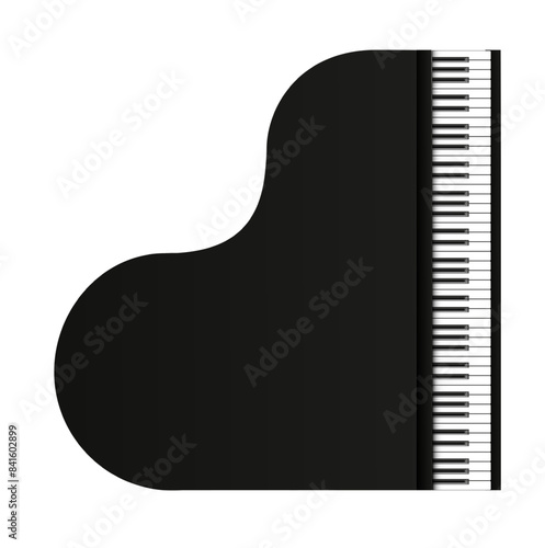 Piano icon. Black grand piano top view. Vector.