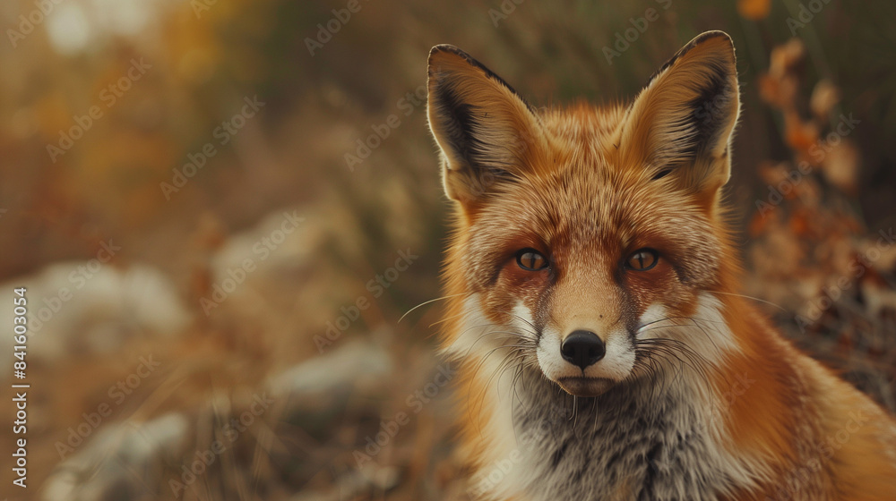 Red Fox Staring Intently in Forest Setting Red Fox Staring Intently in Forest Setting