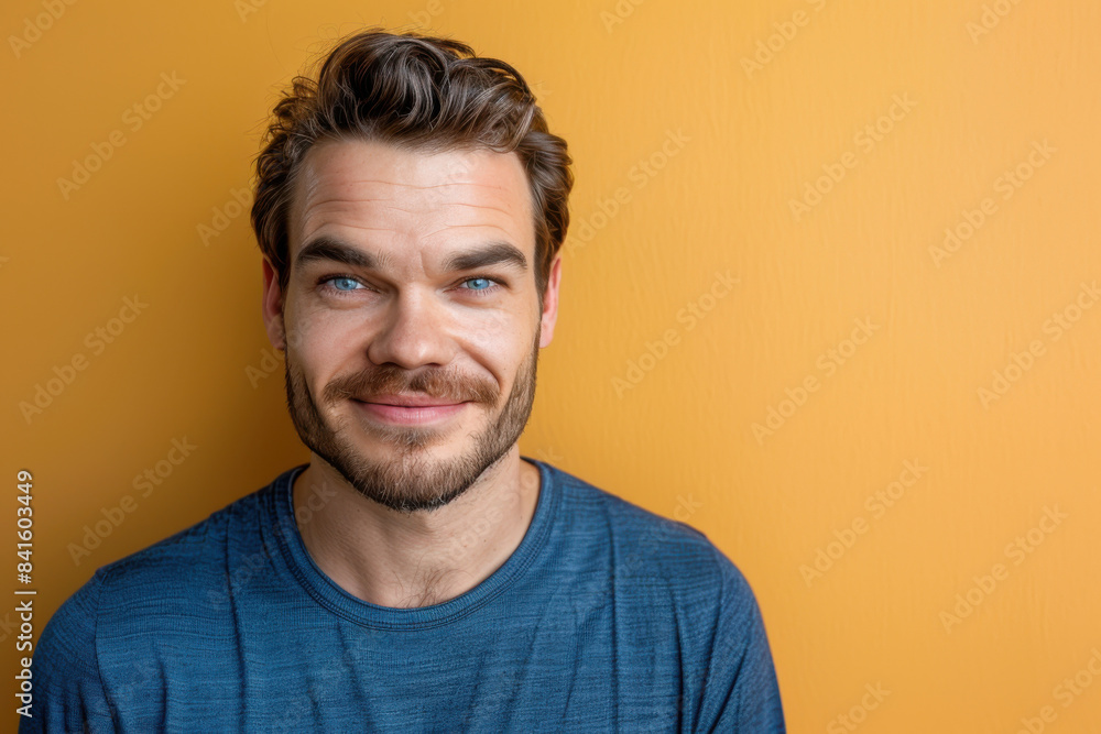 Obraz premium A close up portrait of a young man with a subtle smile
