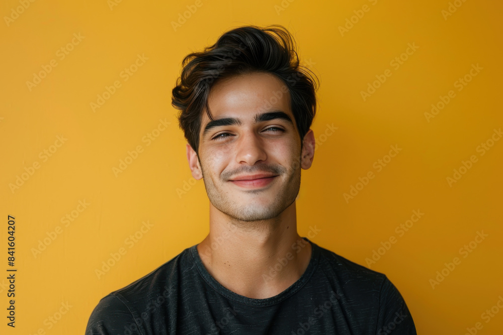 Fototapeta premium A close up portrait of a young man with a subtle smile