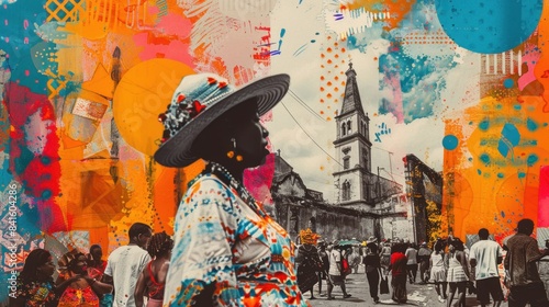 Contemporary Art Collage with Baiana at Bonfim Church Cleansing Ceremony

