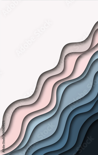 Wavy abstract background. 3d fluid shapes composition, trendy minimal design. Carving layered art. Vector illustration. Eps 10