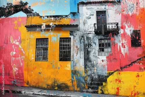 Contemporary Art Collage with Colorful Houses in Olinda

