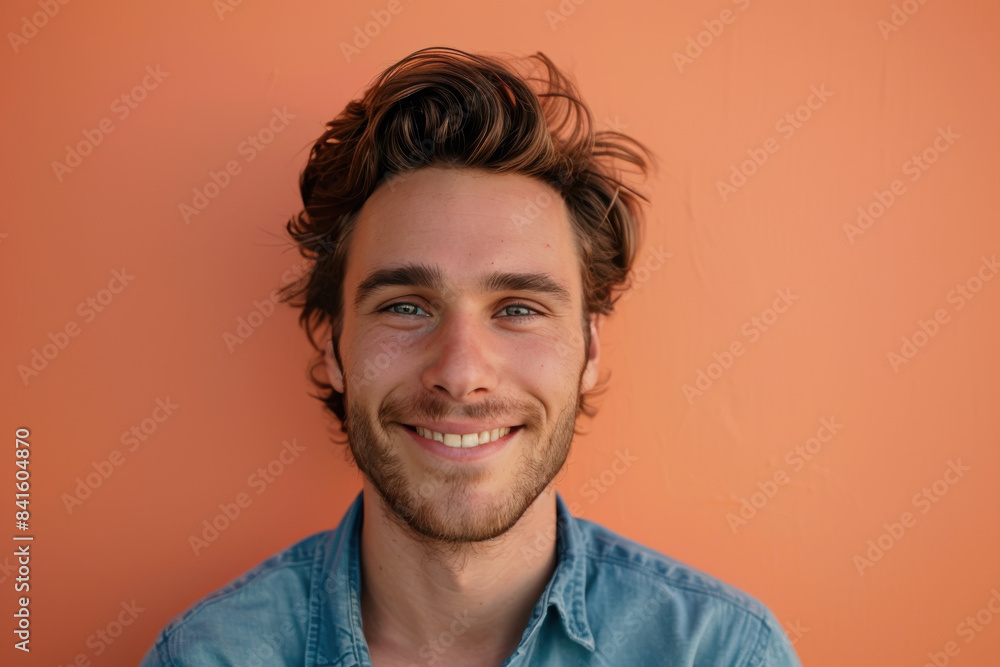 Obraz premium A close up portrait of a young man with a subtle smile