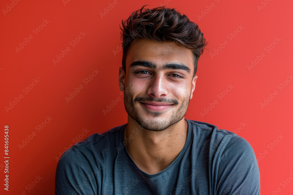 Fototapeta premium A close up portrait of a young man with a subtle smile