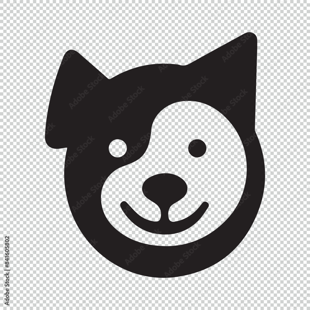 Fototapeta premium Simple dog head logo icon, black vector illustration on transparent background