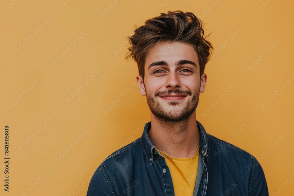 Obraz premium A close up portrait of a young man with a subtle smile