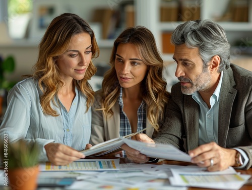 Professional Financial Advisor Assisting Middle-Aged Couple in Financial Planning Session