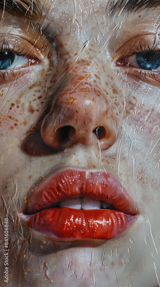 a painting of a woman with freckles on her face a painting of a woman with freckles on her face