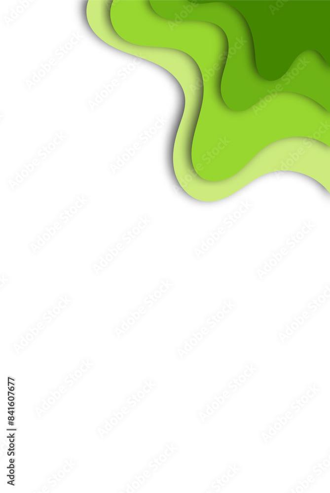 Modern 3d paper cut art template with abstract curved shapes, green color. Eco design concept for flyers, banners, presentations and posters. Vector illustration. Eps10 Modern 3d paper cut art template with abstract curved shapes, green color. Eco design concept for flyers, banners, presentations and posters. Vector illustration. Eps10
