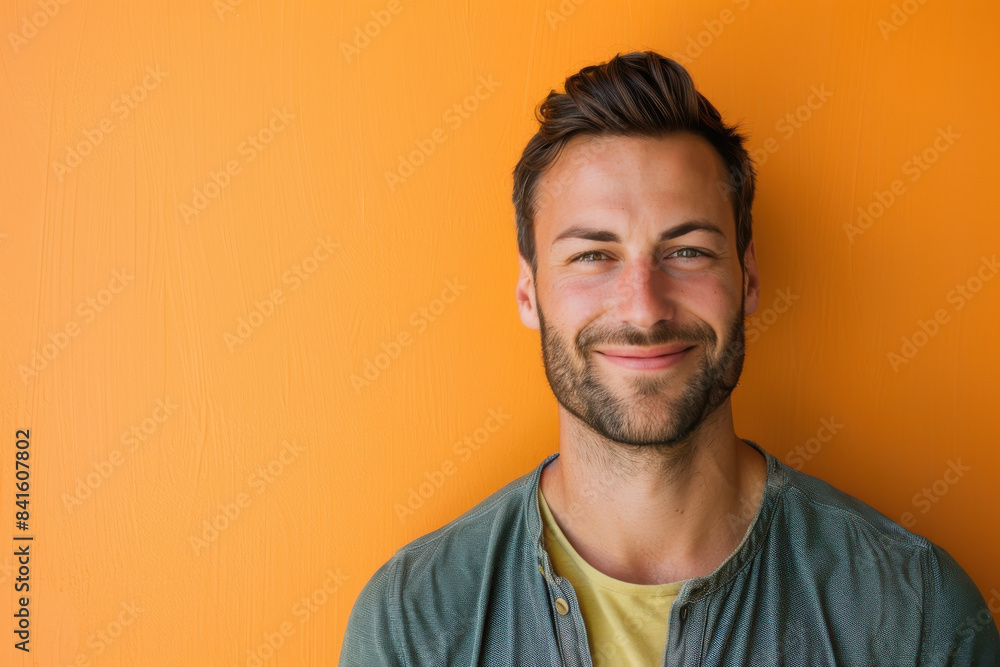 Fototapeta premium A close up portrait of a young man with a subtle smile