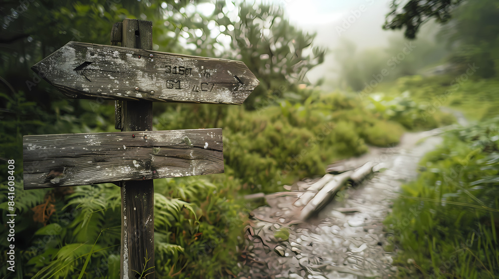 A wooden sign is standing in a field A wooden sign is standing in a field