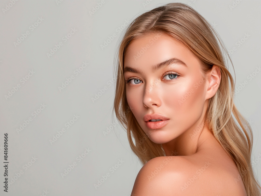 Beautiful Woman with perfect skin Portrait. Blonde Girl, empty copy space Beautiful Woman with perfect skin Portrait. Blonde Girl, empty copy space