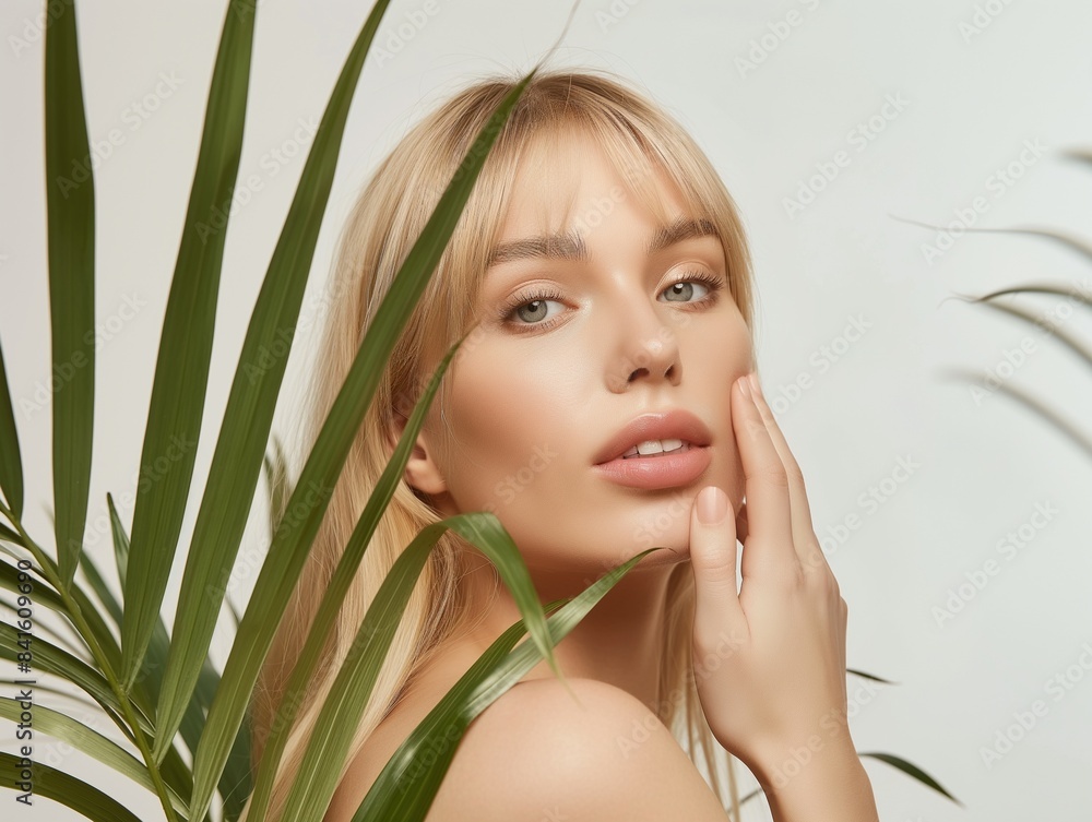 Beautiful Woman with perfect skin Portrait. Blonde Girl, empty copy space Beautiful Woman with perfect skin Portrait. Blonde Girl, empty copy space