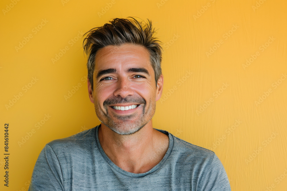 Obraz premium A close up portrait of a young man with a subtle smile