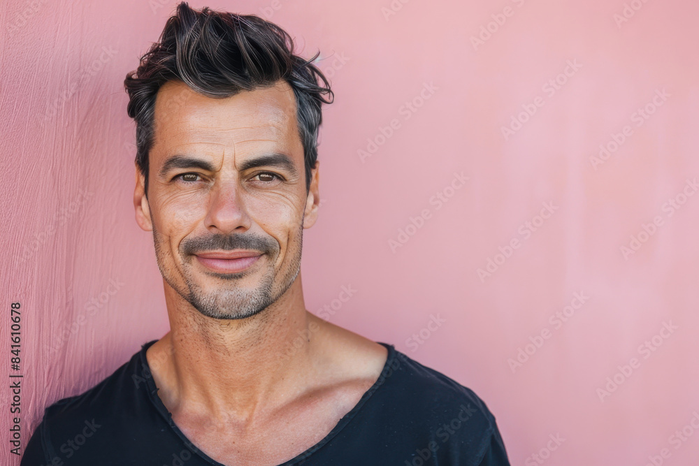 Fototapeta premium A close up portrait of a young man with a subtle smile