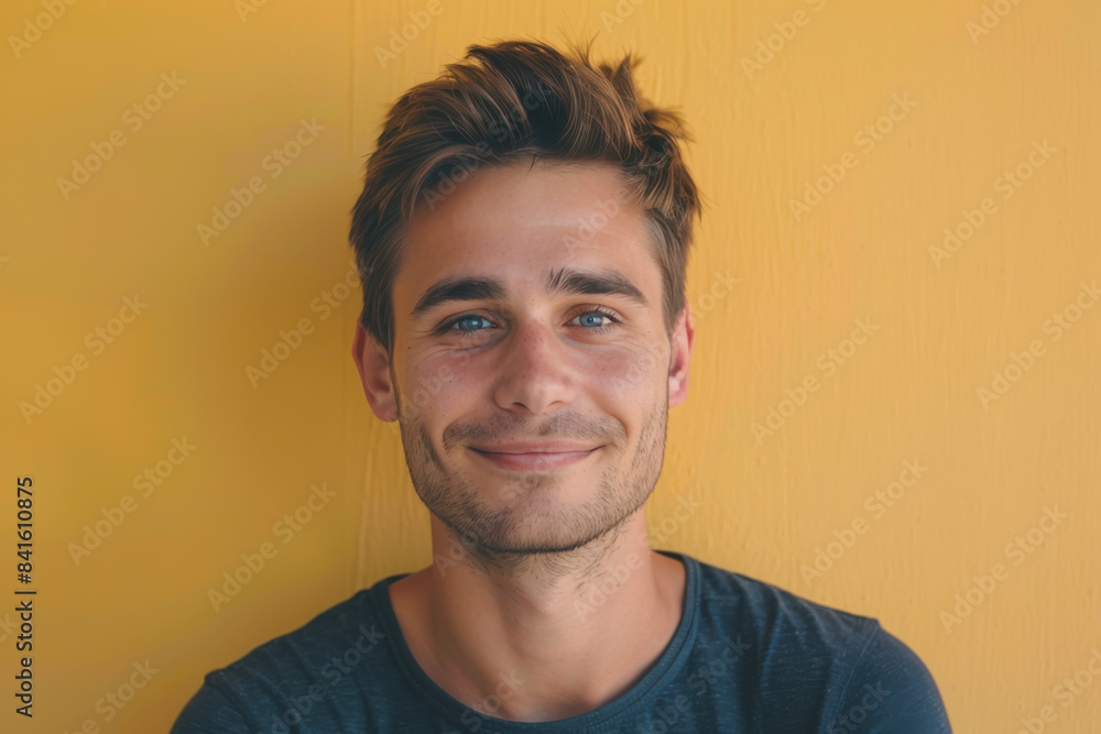 Obraz premium A close up portrait of a young man with a subtle smile