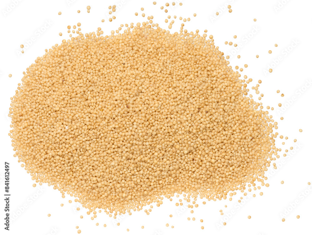 Amaranth seeds scattered on a white isolated background
