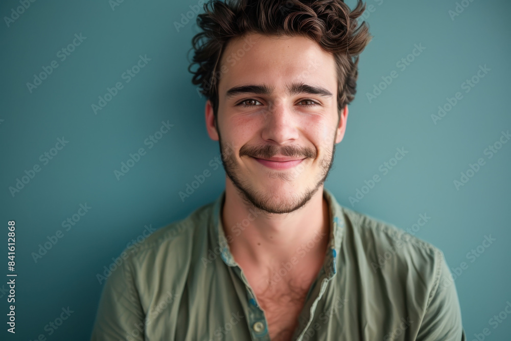 Fototapeta premium A close up portrait of a young man with a subtle smile