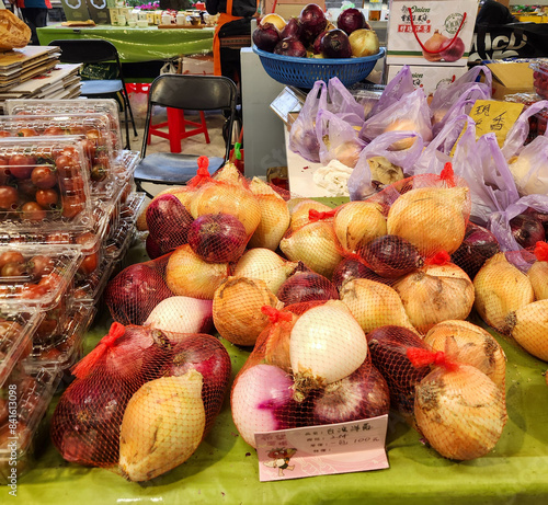 Big onions in the Sunday market in Taipei Taiwan.