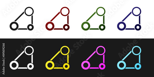 Set Timing belt kit icon isolated on black and white background. Vector