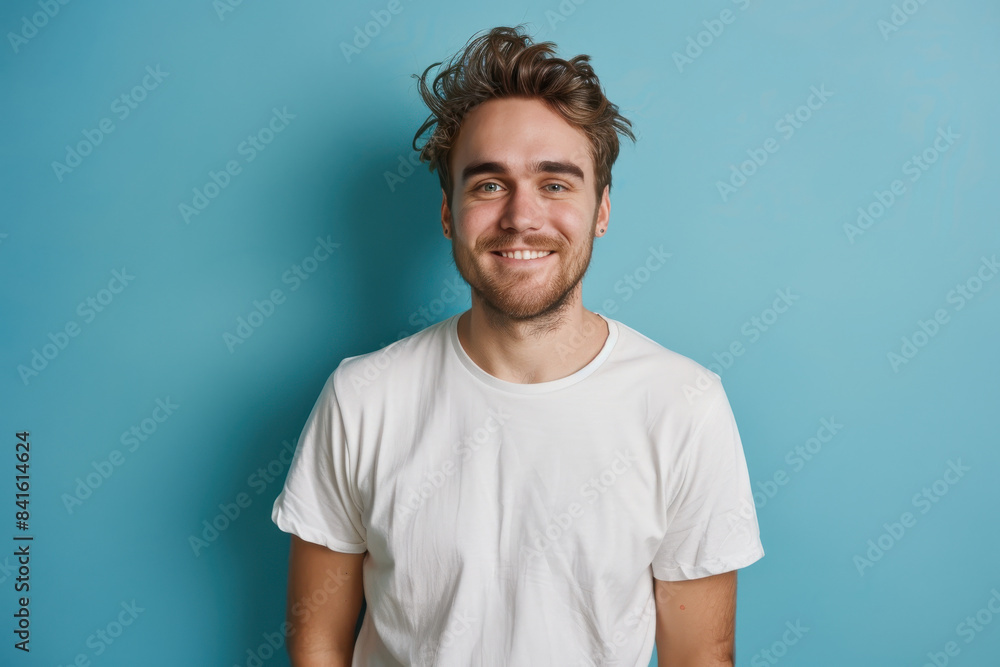 Obraz premium A close up portrait of a young man with a subtle smile