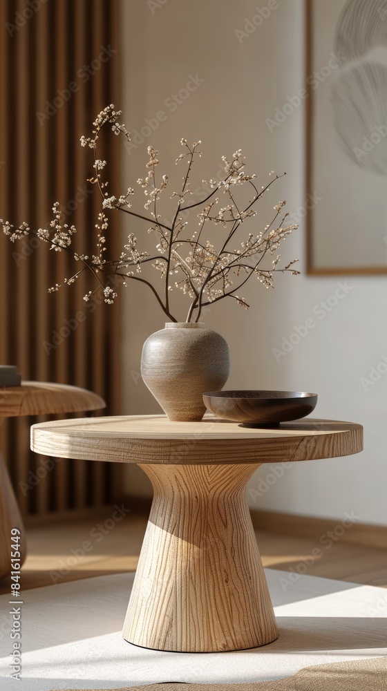 Close-up 3D render mockup of a chic interior, highlighting unique furniture pieces, isolated on a white background with copy space