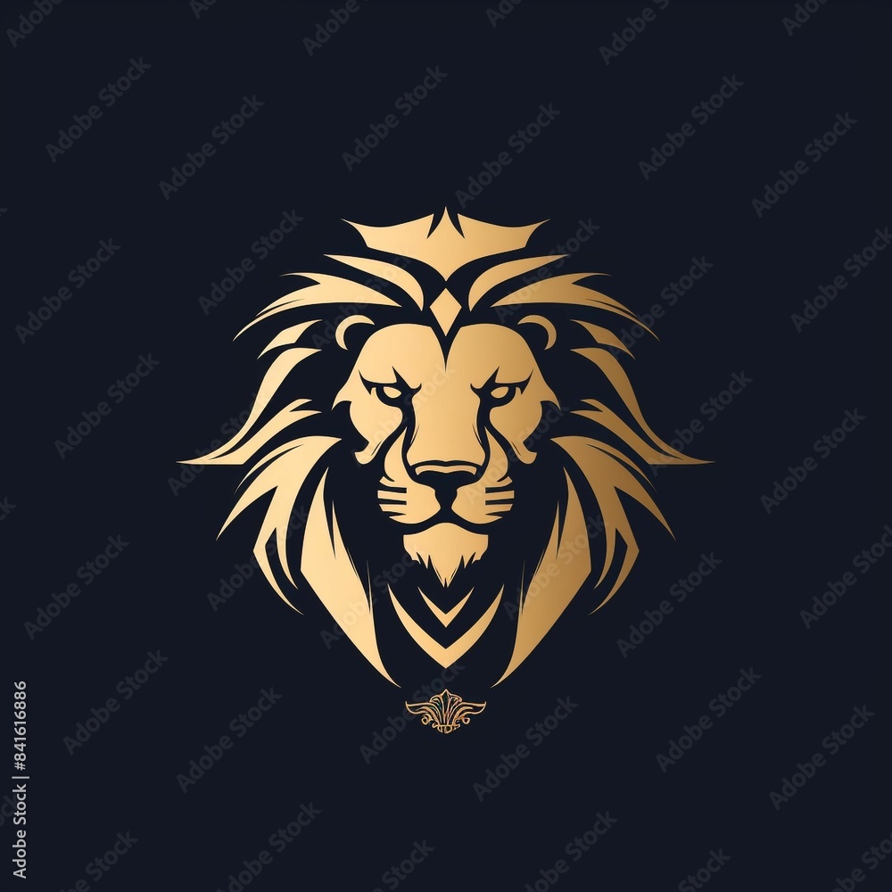 Fototapeta premium A lion head with a crown on its head