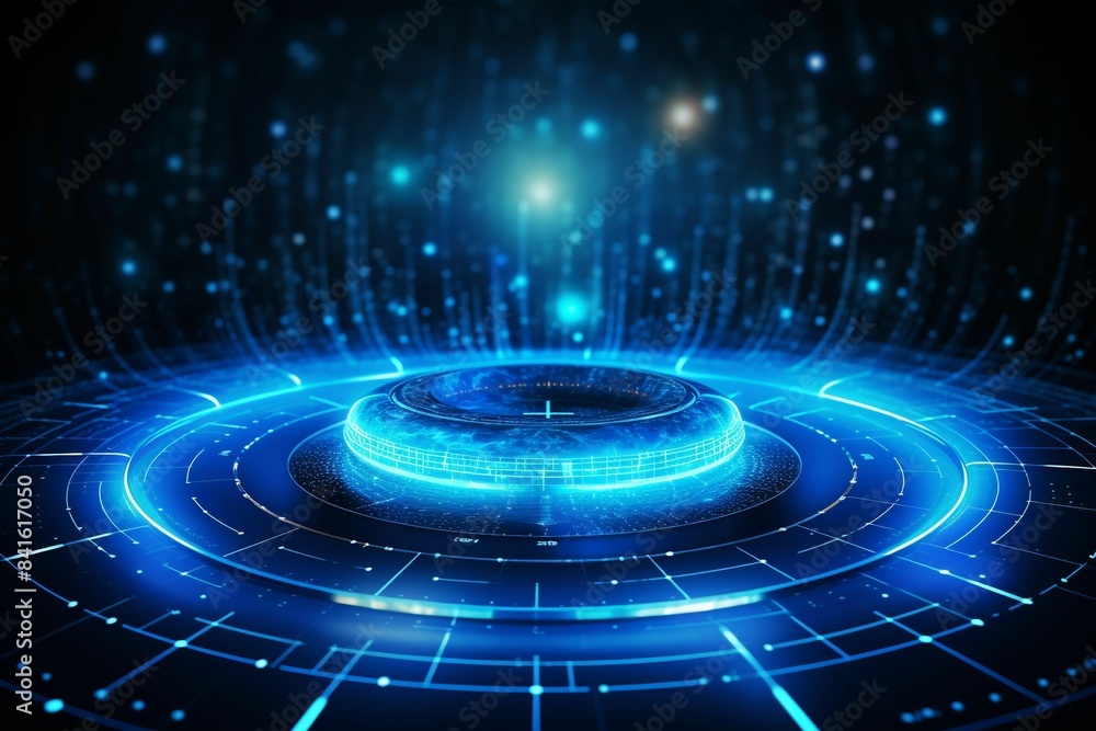 Futuristic blue circle glowing with stars Futuristic blue circle glowing with stars