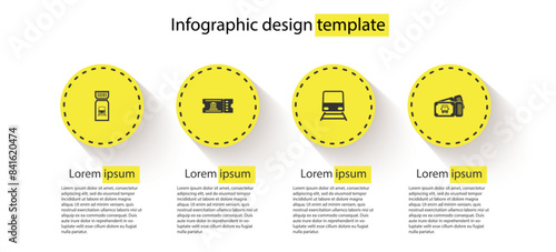 Set Train ticket, Museum, and Bus. Business infographic template. Vector