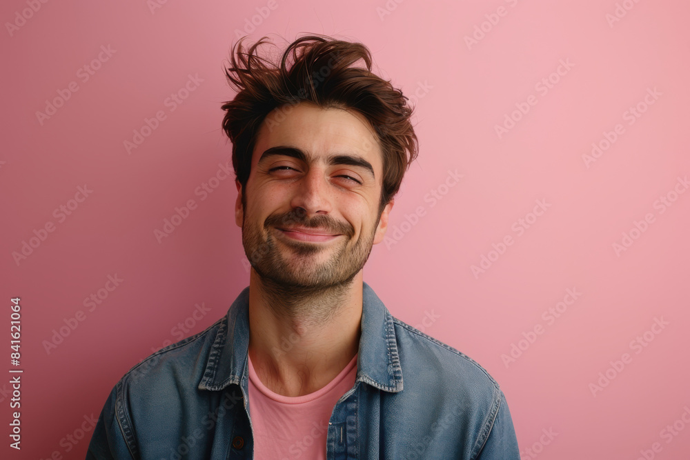 Fototapeta premium A close up portrait of a young man with a subtle smile