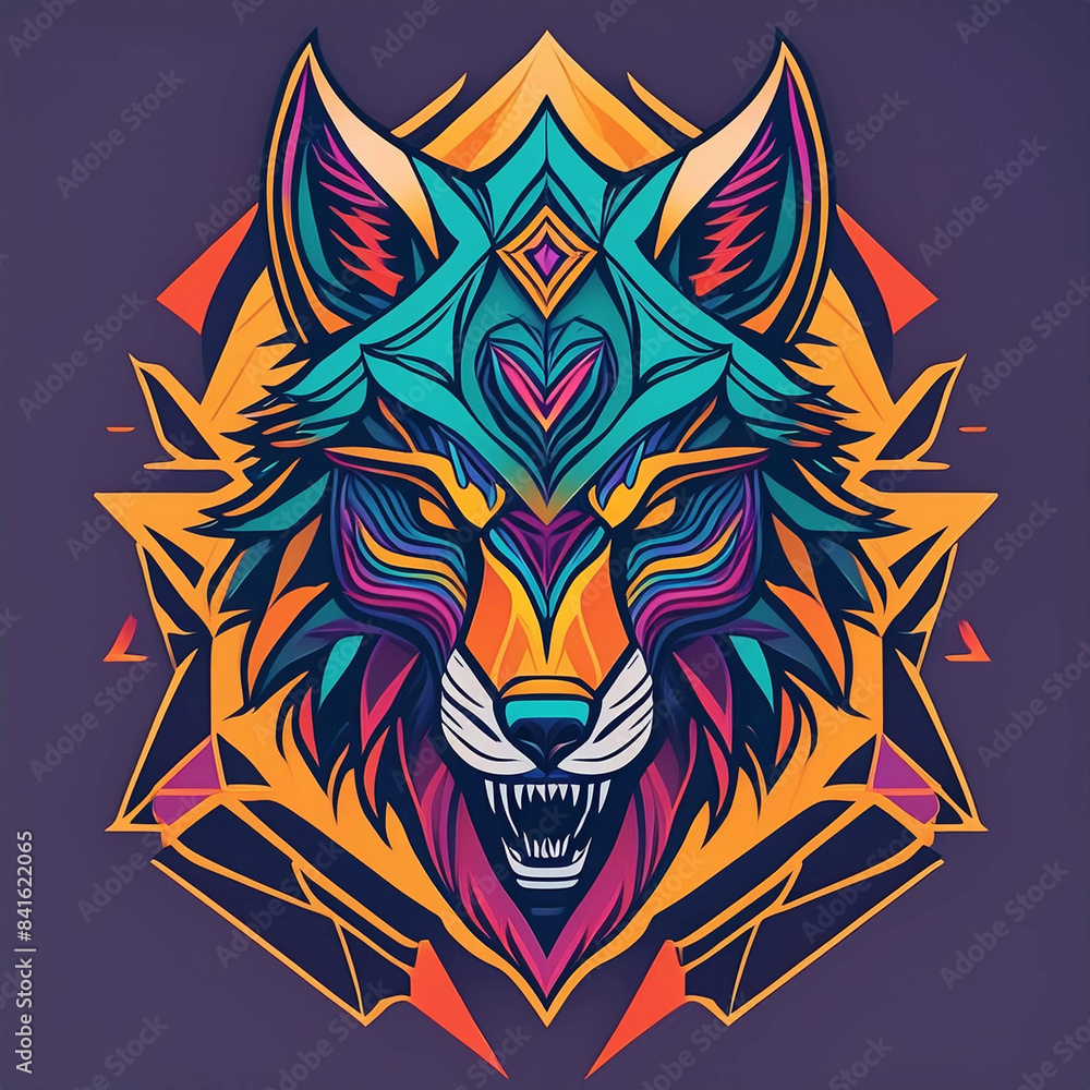 Fototapeta premium colored wolf head logo