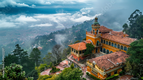 Historic building on Mount Monserrate overlooking Bogota, Colombia