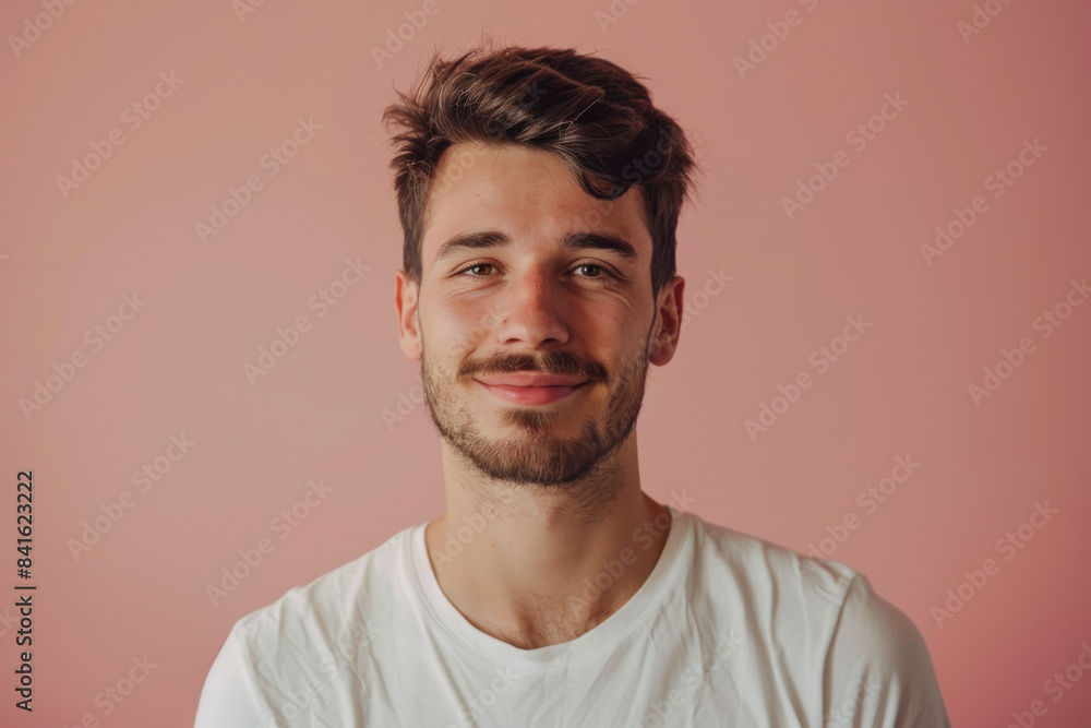 Fototapeta premium A close up portrait of a young man with a subtle smile