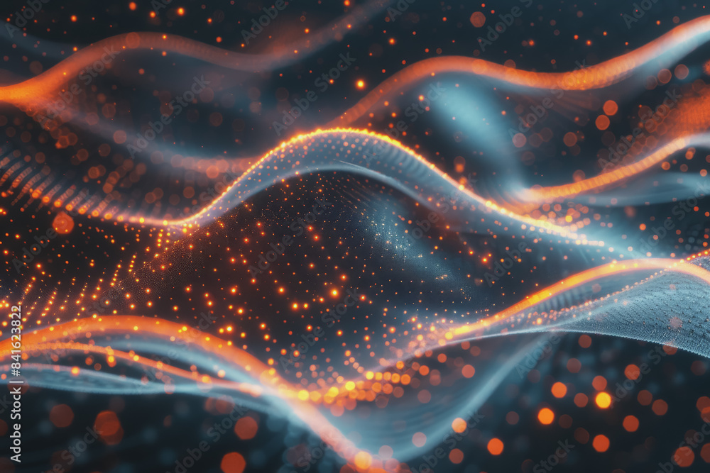 Abstract particle technology background design Abstract waves moving points. Flowing particles. Abstract particle technology background design Abstract waves moving points. Flowing particles.