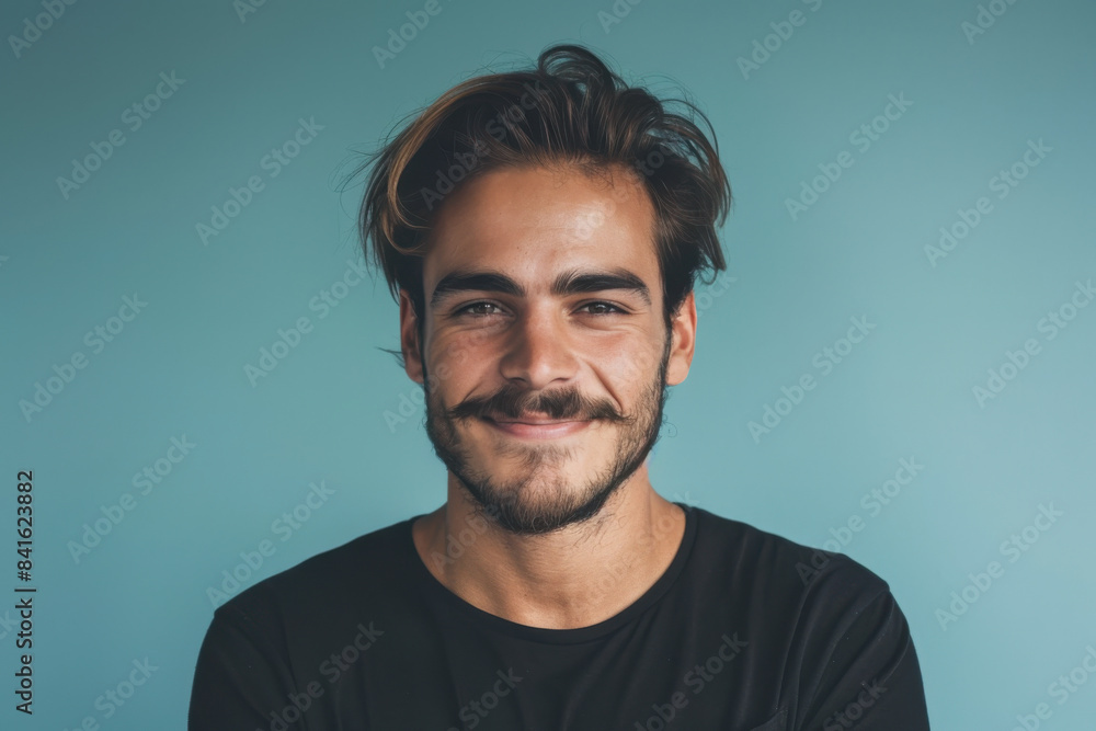 Fototapeta premium A close up portrait of a young man with a subtle smile