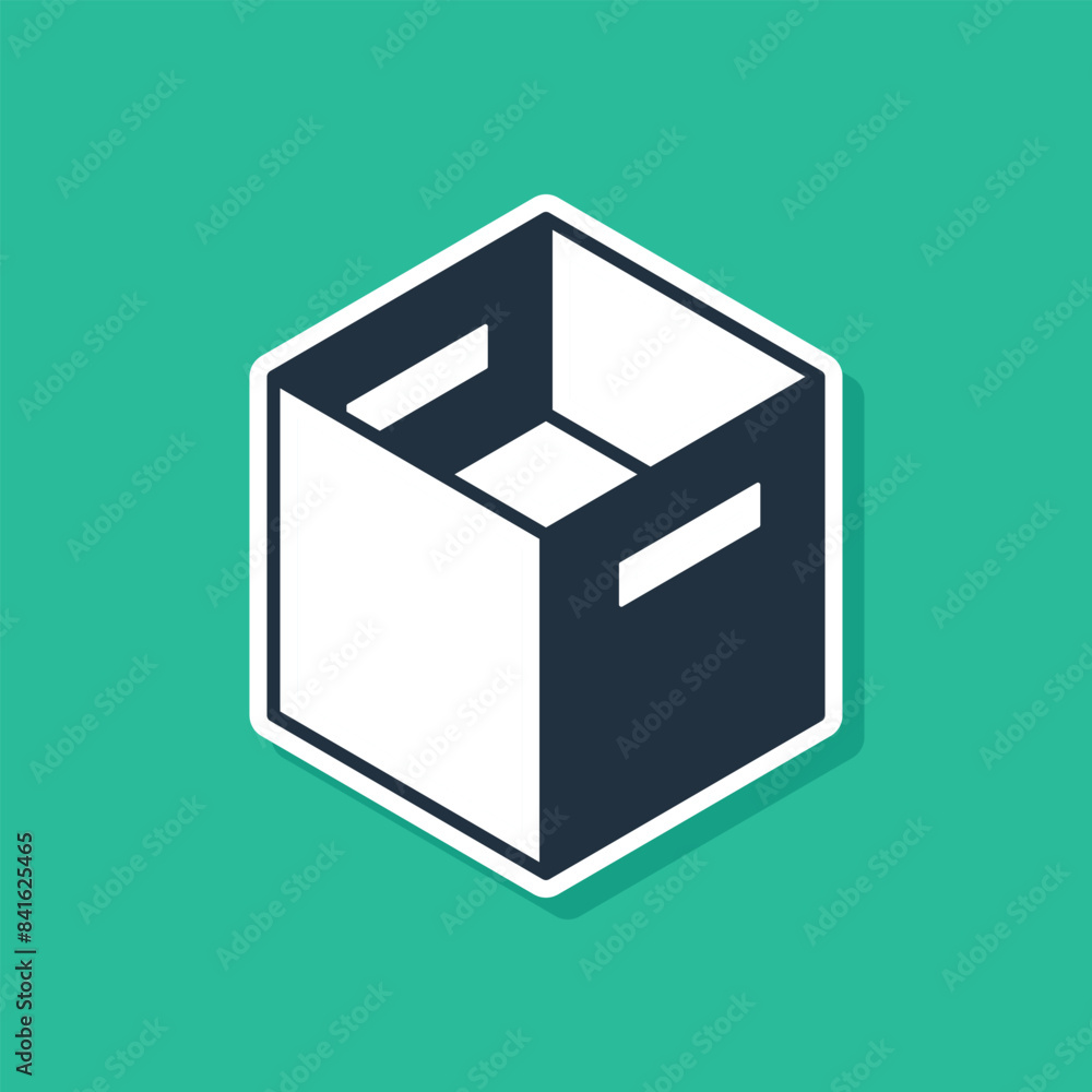 Blue Carton cardboard box icon isolated on green background. Box, package, parcel sign. Delivery and packaging. Vector Blue Carton cardboard box icon isolated on green background. Box, package, parcel sign. Delivery and packaging. Vector
