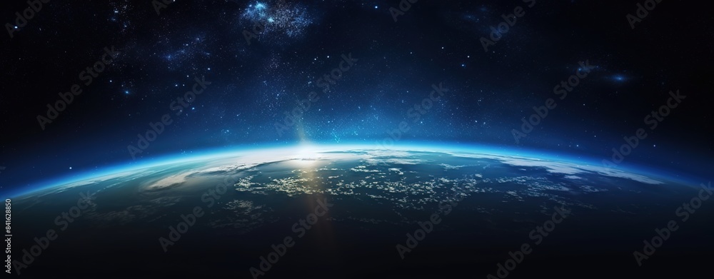 Fototapeta premium A panoramic view of the Earth from space