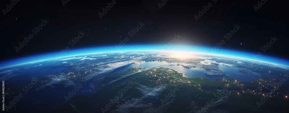 Fototapeta premium A panoramic view of the Earth from space 