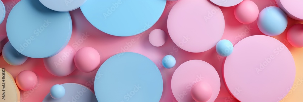 Abstract Background With Pastel Circles And Spheres. Abstract Geometric Composition Abstract Background With Pastel Circles And Spheres. Abstract Geometric Composition