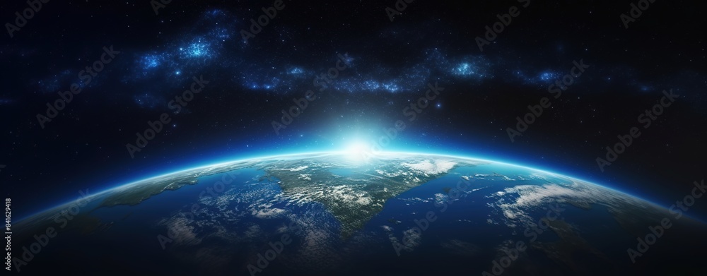 Fototapeta premium A panoramic view of the Earth from space