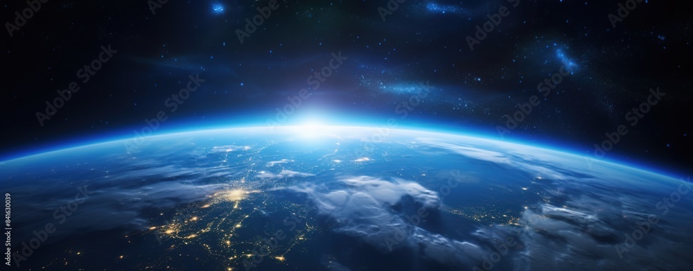 Obraz premium A panoramic view of the Earth from space 