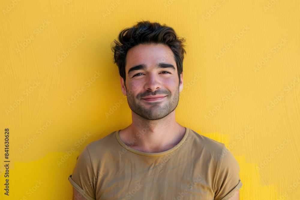A close up portrait of a young man with a subtle smile A close up portrait of a young man with a subtle smile